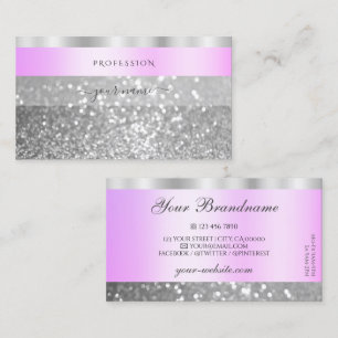 Elegant Pink and Silver Sparkling Glitter Shimmery Business Card