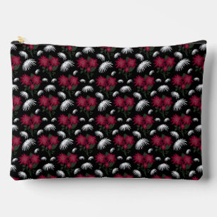 Elegant Pink and White Floral Pattern  Accessory Pouch