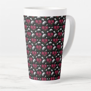 Elegant Pink and White Floral Pattern  Latte Mug