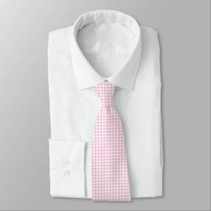 Elegant Pink and White Gingham Pattern  Tie