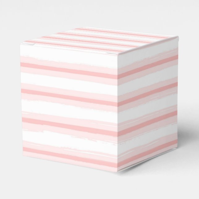 Elegant Pink and White Horizontal Stripes Pattern Favour Box (Front Side)