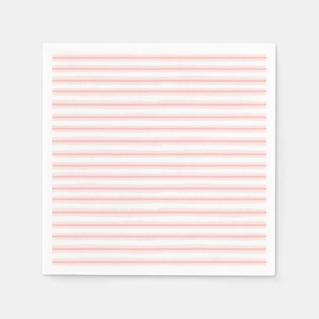 Elegant Pink and White Horizontal Stripes Pattern Napkin (Front)