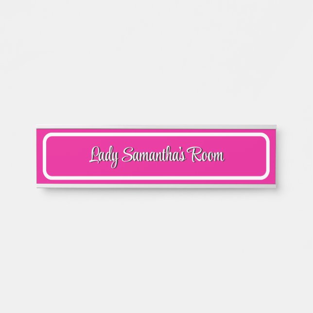 Elegant Pink and White Personalised Name Plate (Front)