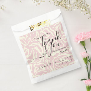 Elegant Pink and White Zebra Pattern Wedding  Favour Bag