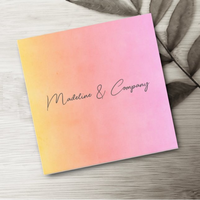 elegant pink and yellow minimalist watercolor squa square business card (Creator Uploaded)