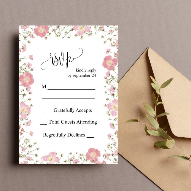 Elegant Pink Autumn Floral Wedding RSVP Card (Creator Uploaded)
