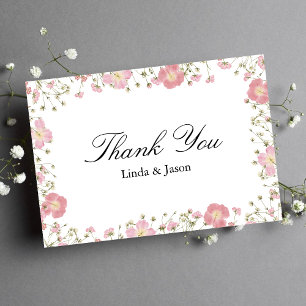 Elegant Pink Autumn Wedding Thank You Card