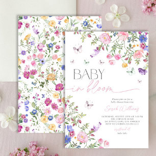 Elegant Pink Baby In Bloom Girl Baby Shower Invitation
