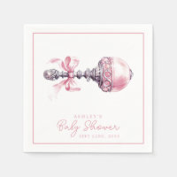 Elegant Pink Baby Rattle Girl Baby Shower