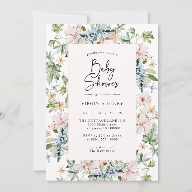 Elegant Pink Baby Shower Invitation (Front)