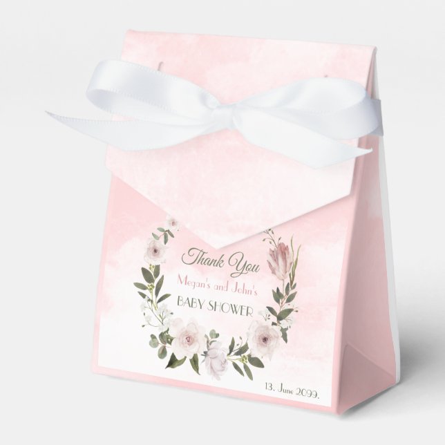 Elegant Pink Baby Shower Thank You Favour Box (Front Side)