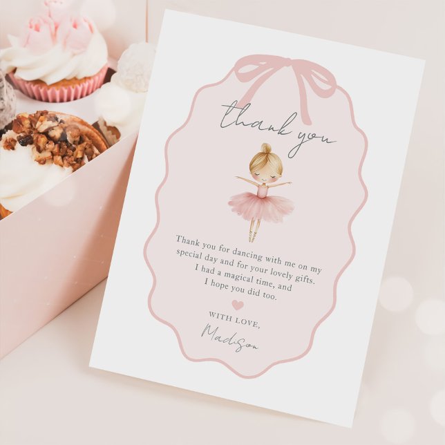 Elegant Pink Ballerina Ballet Birthday Party Thank You Card (Creator Uploaded)