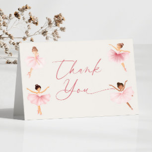 Elegant Pink Ballerina Ballet Birthday Party Thank You Card