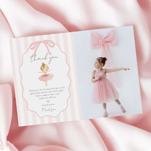 Elegant Pink Ballerina Ballet Birthday Photo Thank You Card