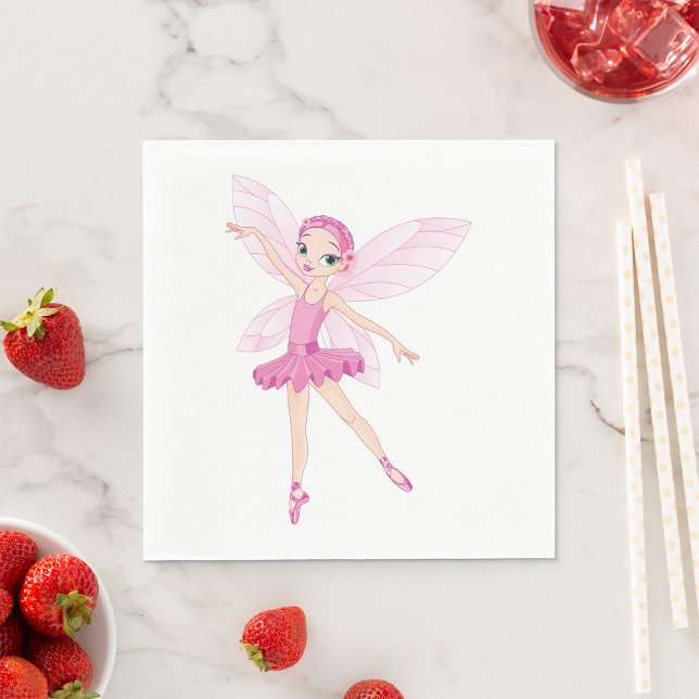 Elegant Pink Ballerina Fairy For Dance Lovers  Napkin (Creator Uploaded)