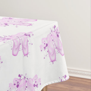 Elegant Pink Ballet Birthday Pointe Shoes Tablecloth