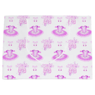 Elegant Pink Ballet Birthday Tutu & Pointe Shoes Large Gift Bag