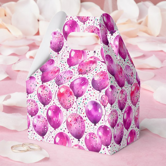 Elegant Pink Balloon Pattern Party Favour Box (Wedding)