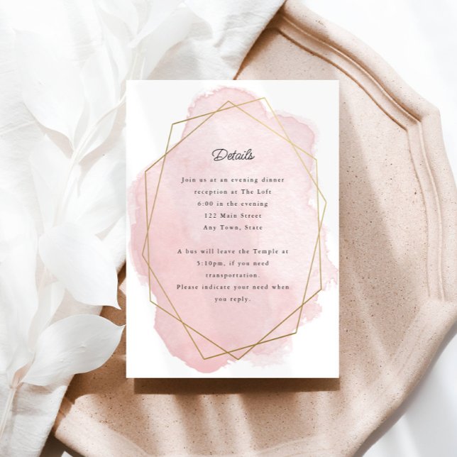 Elegant Pink Bat Mitzvah Reception Card (Creator Uploaded)
