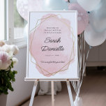 Elegant Pink Bat Mitzvah Welcome Poster<br><div class="desc">This elegant design features a geometric  frame surrounding a watercolor splash and your custom text. Use the template form to add your text. The advanced editing menus,  accessed by choosing "Design Tool",  will allow you to change the fonts,  colours and layout.</div>