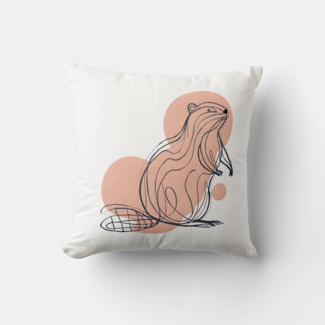 Elegant Pink Beaver for Kids | Premium Minimalist  Cushion (Front)