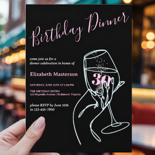 Elegant Pink Black and White Trendy Chic Modern Invitation