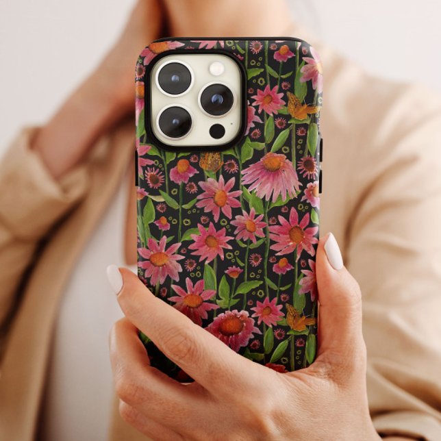 Elegant Pink Black Coneflowers Butterflies Case-Mate iPhone Case (Creator Uploaded)