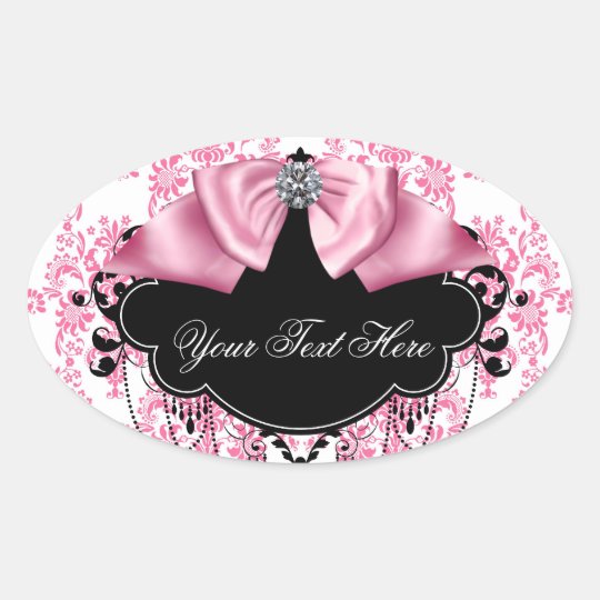 Elegant Pink Black Damask Stickers