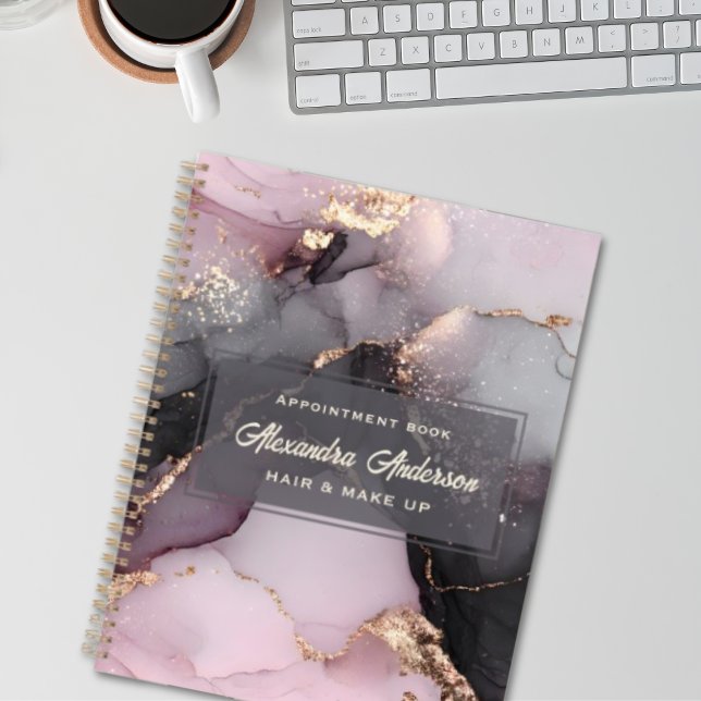 Elegant Pink Black Gold Glitter Agate Marble Planner (Elegant Pink Black Gold Glitter Agate Marble Planner)
