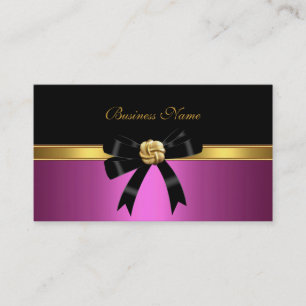 Elegant Pink Black Gold Jewel Bow Business Card