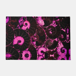 Elegant Pink black Nautilus fossil shell pattern Doormat
