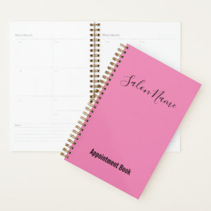 Elegant Pink Black Script Salon Appointment Book Planner