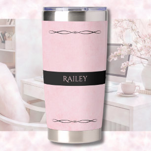 Elegant Pink Black Travel Mug Insulated Tumbler