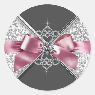 Elegant Pink Black White Diamonds Sticker