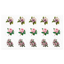Elegant Pink Blooms Label Sticker Set