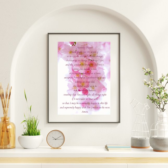 Elegant Pink  Blossom - Script Serenity Prayer Poster (Creator Uploaded)