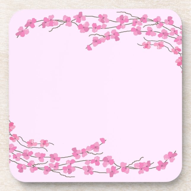 Elegant Pink Blossoms Coaster (Front)