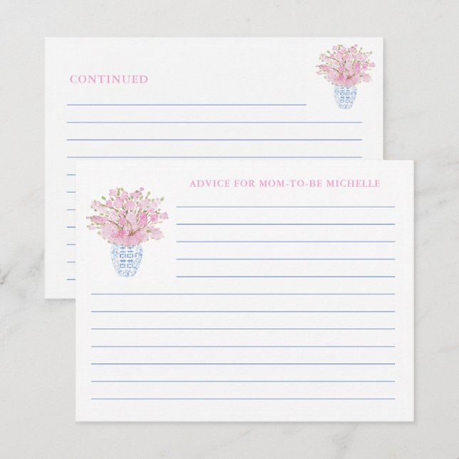 Elegant Pink Blue Advice For Mum Baby Shower Card (Front/Back)