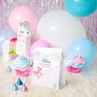 Elegant Pink & Blue Baby Shower Favor Box with Bow
