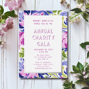 Elegant Pink Blue Floral Charity Event Gala Party