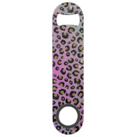 Elegant Pink Blue Gold Glitter Black Leopard Print