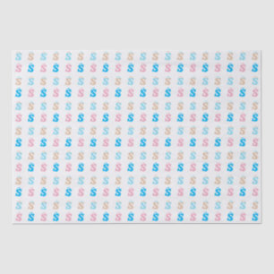 Elegant Pink Blue Monogrammed Fun Letter Pattern Tissue Paper