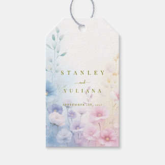 Elegant Pink Blue Watercolor Soft Floral Fine Art Gift Tags