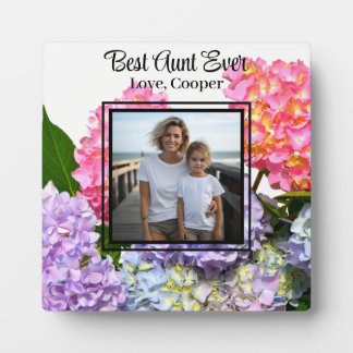 Elegant pink blue yellow green floral hydrangeas  plaque