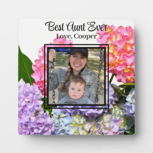 Elegant pink blue yellow green floral hydrangeas  plaque