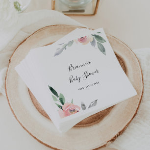 Elegant Pink Blush Floral Baby Shower Napkin