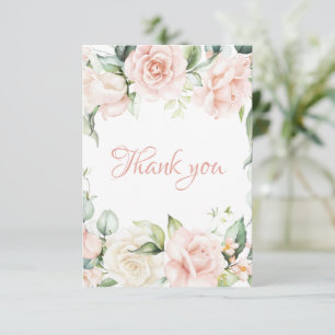 Elegant Pink Blush Floral  Baby Shower  Thank You Card