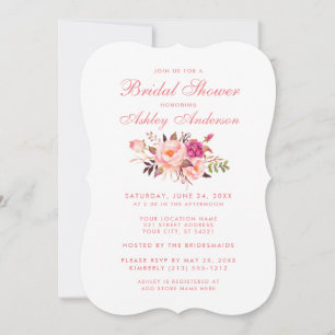 Elegant Pink Blush Floral Bridal Shower Invite