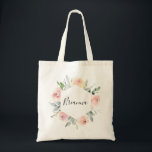 Elegant Pink Blush Floral Bridesmaid Tote Bag<br><div class="desc">This elegant pink blush floral bridesmaid tote bag is the perfect wedding gift to present your bridesmaids and maid of honour for a modern wedding. The design features hand-drawn pink blush roses and peonies with green and grey leaves,  inspiring natural beauty.</div>