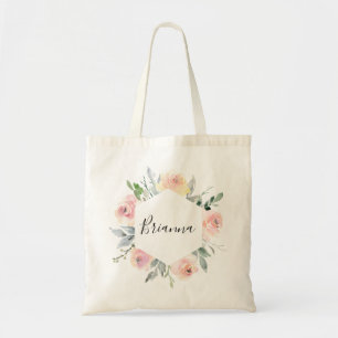 Elegant Pink Blush Floral Bridesmaid Tote Bag